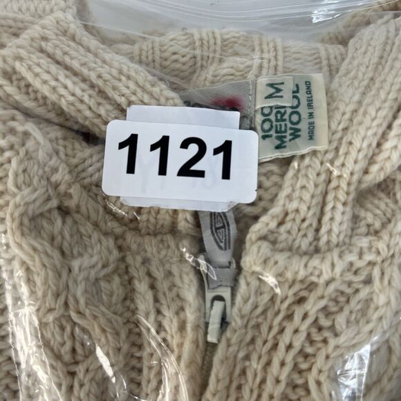 Aran Crafts Size M Full Zip Cardigan Sweater Ireland Fisherman Cable Knit Cream - Picture 11 of 11